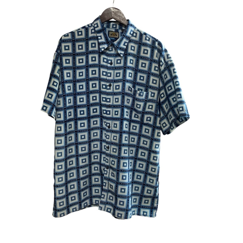 Y2K PJ Mark Vintage Shirt Platinum Mens XL Button Down Blue Shirt Hip Hop